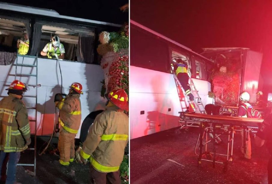 Choque de autobus con tráiler en autopista Córdoba-Veracruz