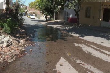 Fuga de agua en calles Clavel y Bugambilias