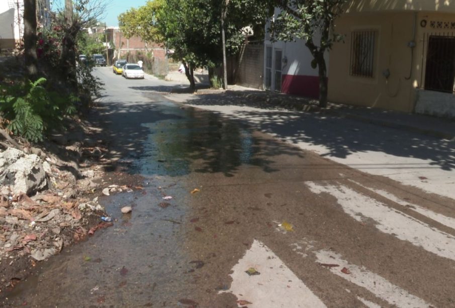 Fuga de agua en calles Clavel y Bugambilias