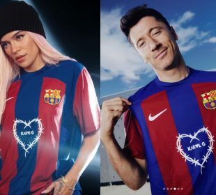 Karol G en jersey de Barcelona
