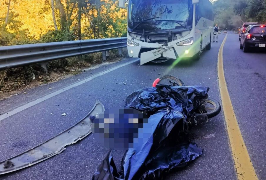 Motociclista muerto tras accidente en federal 200