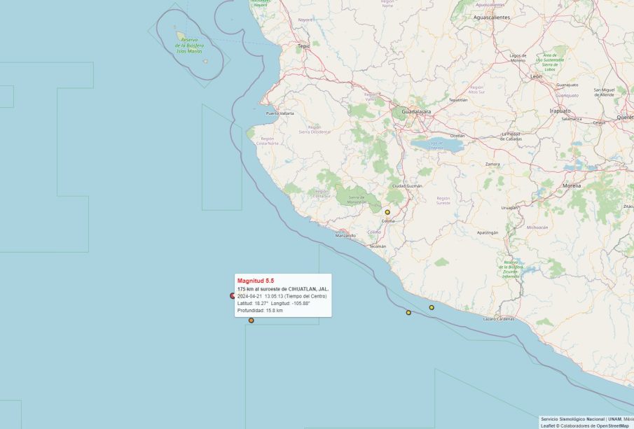 Siete sismos se presentaron este domingo frente a Cihuatlán