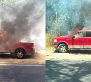 Camioneta arde en llamas