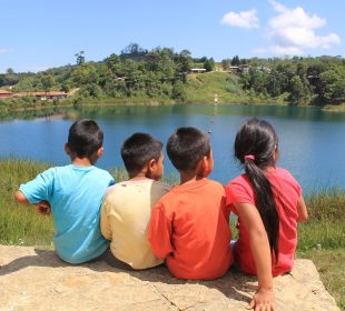 Niños y niñas viendo el paisaje