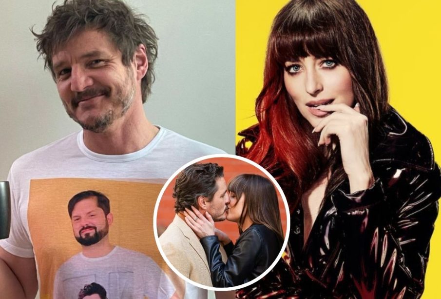 Dakota Johnson y Pedro Pascal besandose