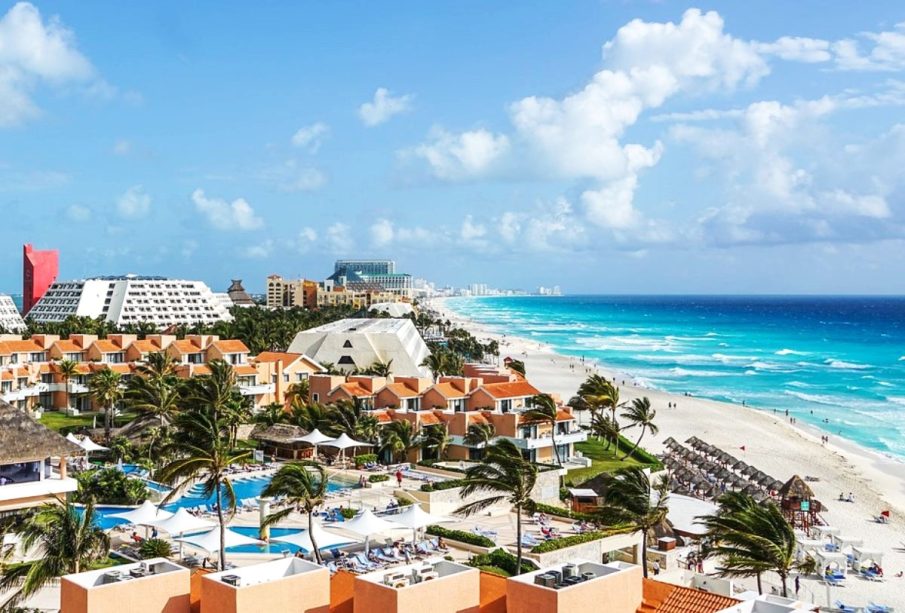 Vista panorámica de las playas de Cancún