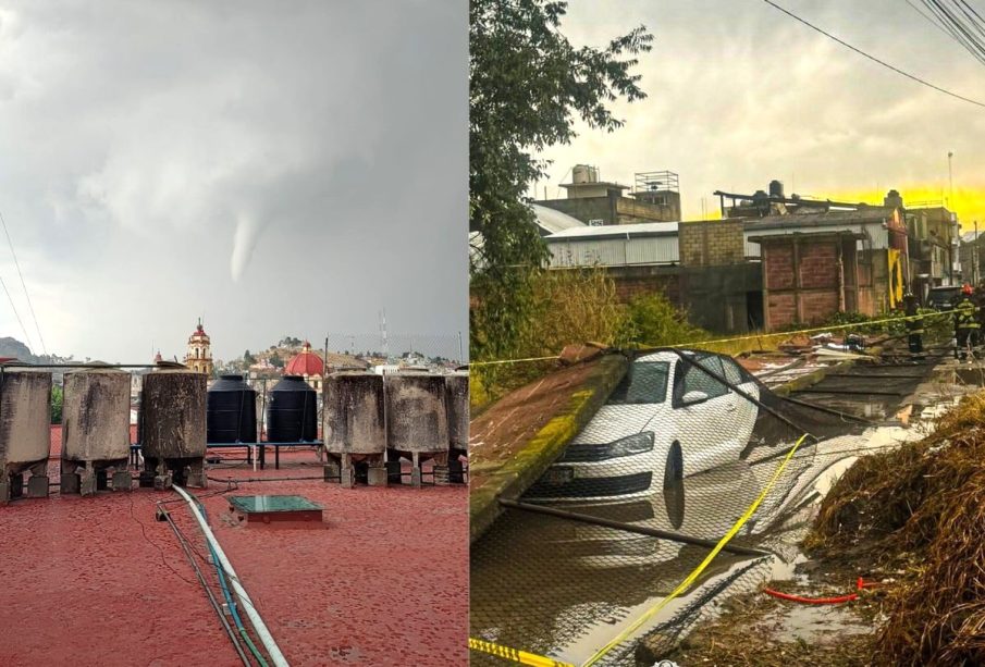 Tornado causa daños a vehículo en Toluca