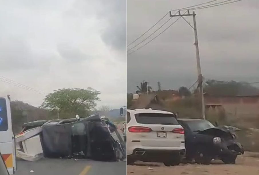 Accidente entre dos camionetas en Federal 200, cerca El Monteón