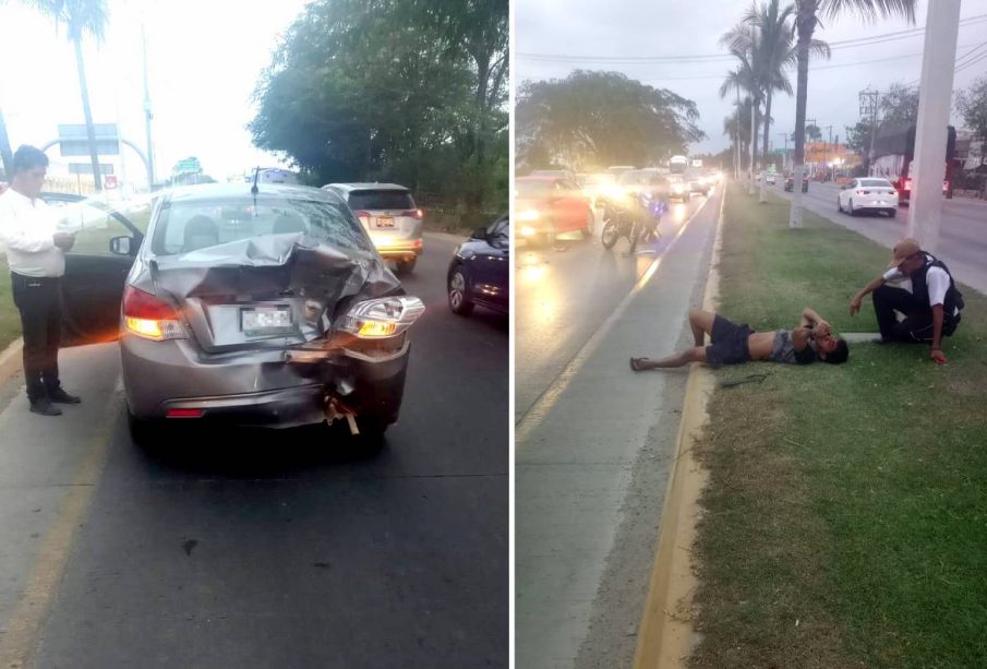 Motociclista lesionado tras impactarse en carro