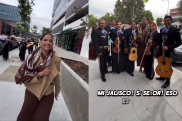 Natalia Jiménez y mariachi