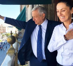 Claudia Sheinbaum y AMLO en Palacio Nacional