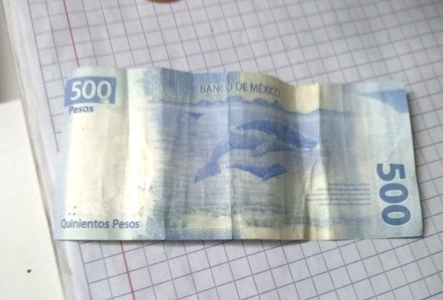 Billete falso en una libreta