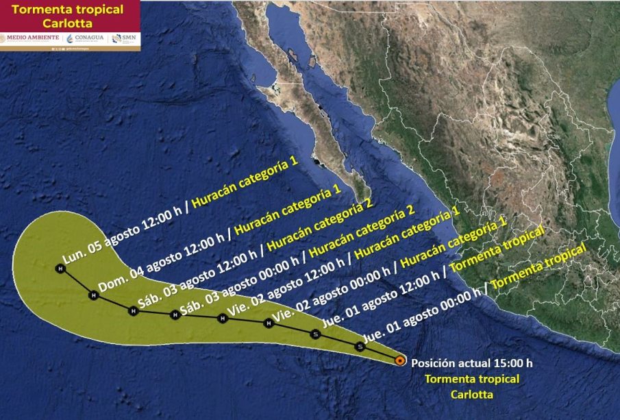 Tormenta Tropical Carlota se forma frente a las costas de Jalisco