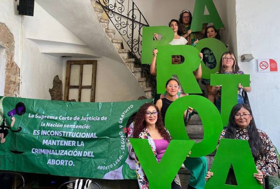 Manifestación a favor del aborto legal en Puebla