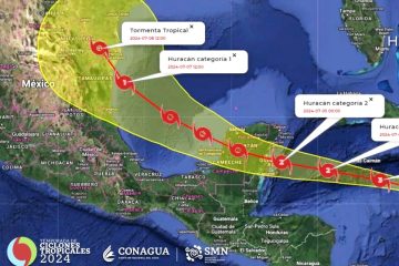 Mapa de la trayectoria de "Beryl"