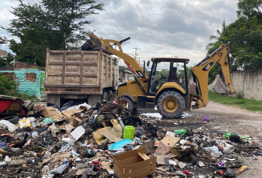 Es tanta la basura en Puerto Vallarta que metieron maquinaria