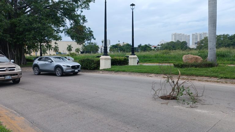 Fluvial Vallarta, alcantarilla sin tapa en avenida Los Tules