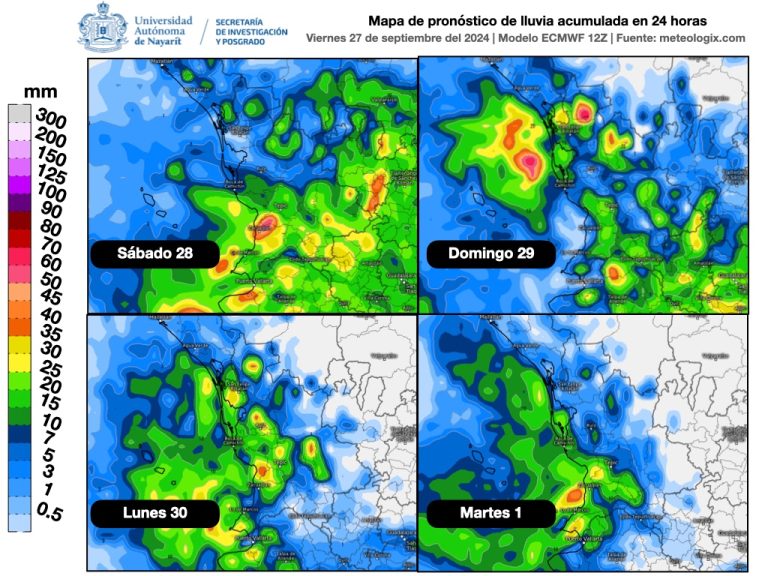 Huracán John, remanentes provocan lluvias en Bahía de Banderas