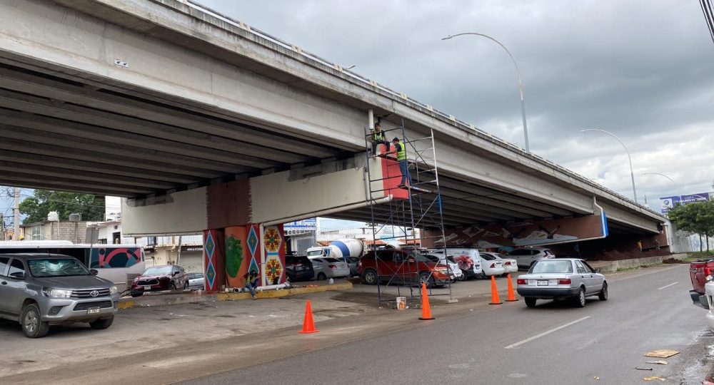 Mural del puente desnivel en Mezcales será inaugurado