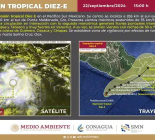 Mapa de la Depresión Tropical Diez-E