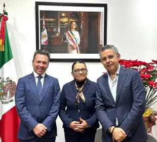 Lemus y la titular de Segob, Rosa Isela Rodríguez