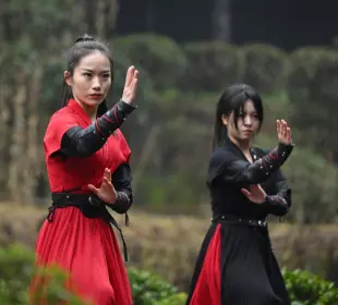 Mujeres practicando el kung fu Emei
