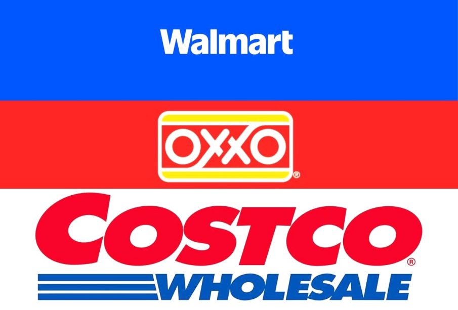 Logo de Walmart, OXXO y Costco