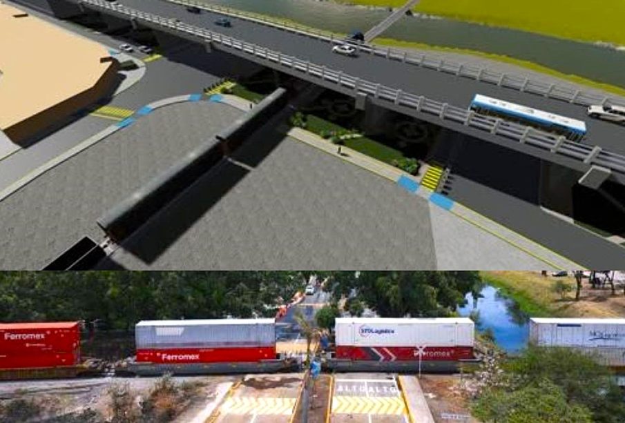 Puente vehicular sobre las vías del tren en Tepic, Nayarit