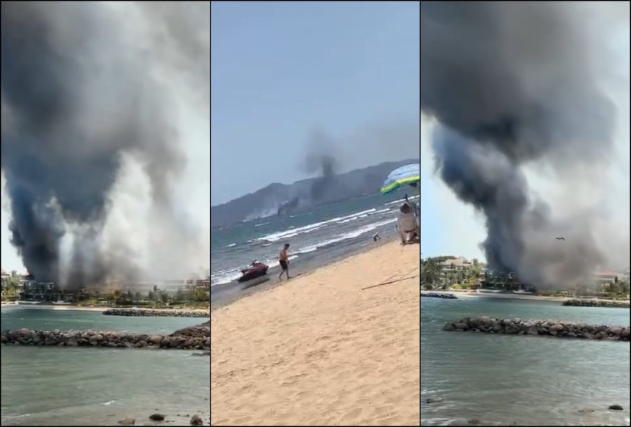 Incendio en playa de La Cruz de Huanacaxtle