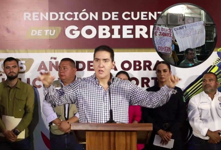 Protestan en evento de Héctor Santana.