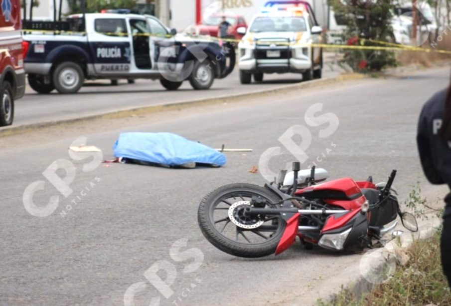 Motociclista accidentado en Puerto Vallarta