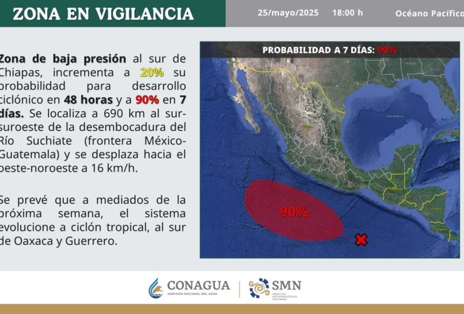 Ciclón tropical amenaza costas del Pacífico mexicano