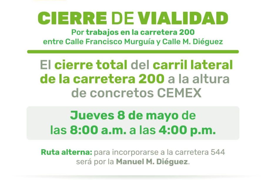 Ingreso a la ciudad de Puerto Vallarta, lateral permanecerá cerrada