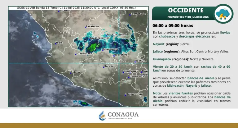 Clima en occidente 11 de julio