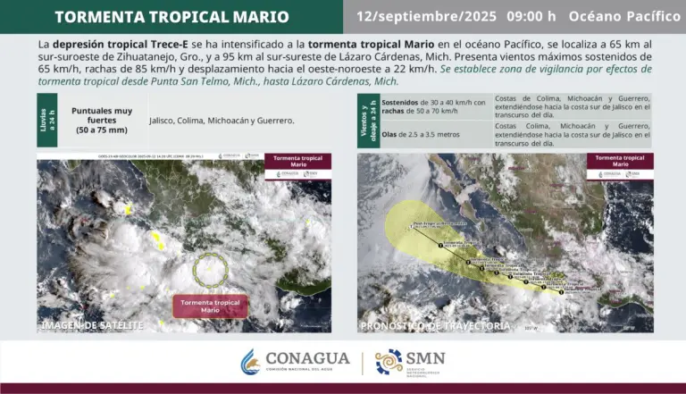 Se forma tormenta tropical Mario