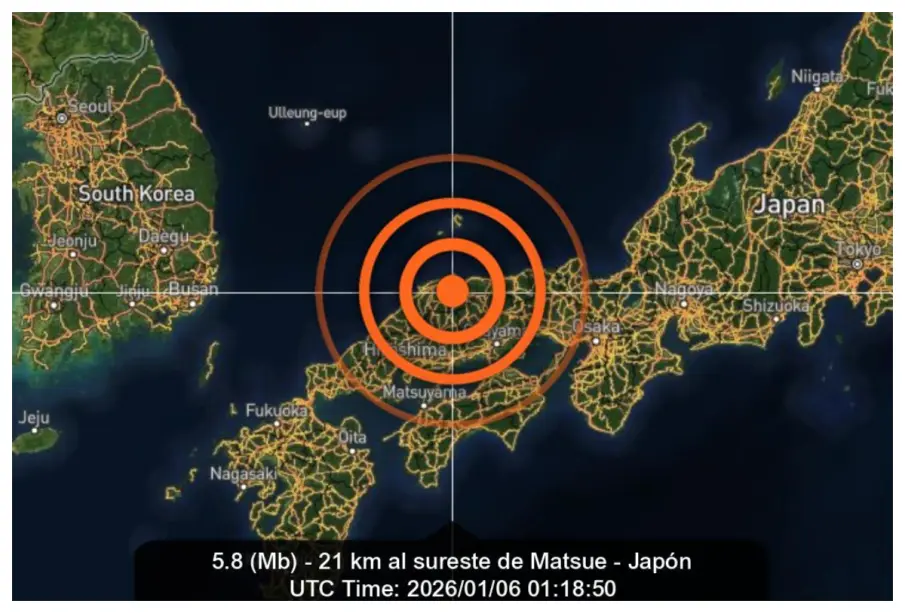 Terremoto de 6.2 sacude Japón hoy 5 de enero de 2026; descartan alerta de tsunami