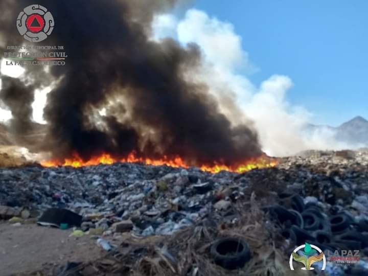 Incendio en relleno sanitario