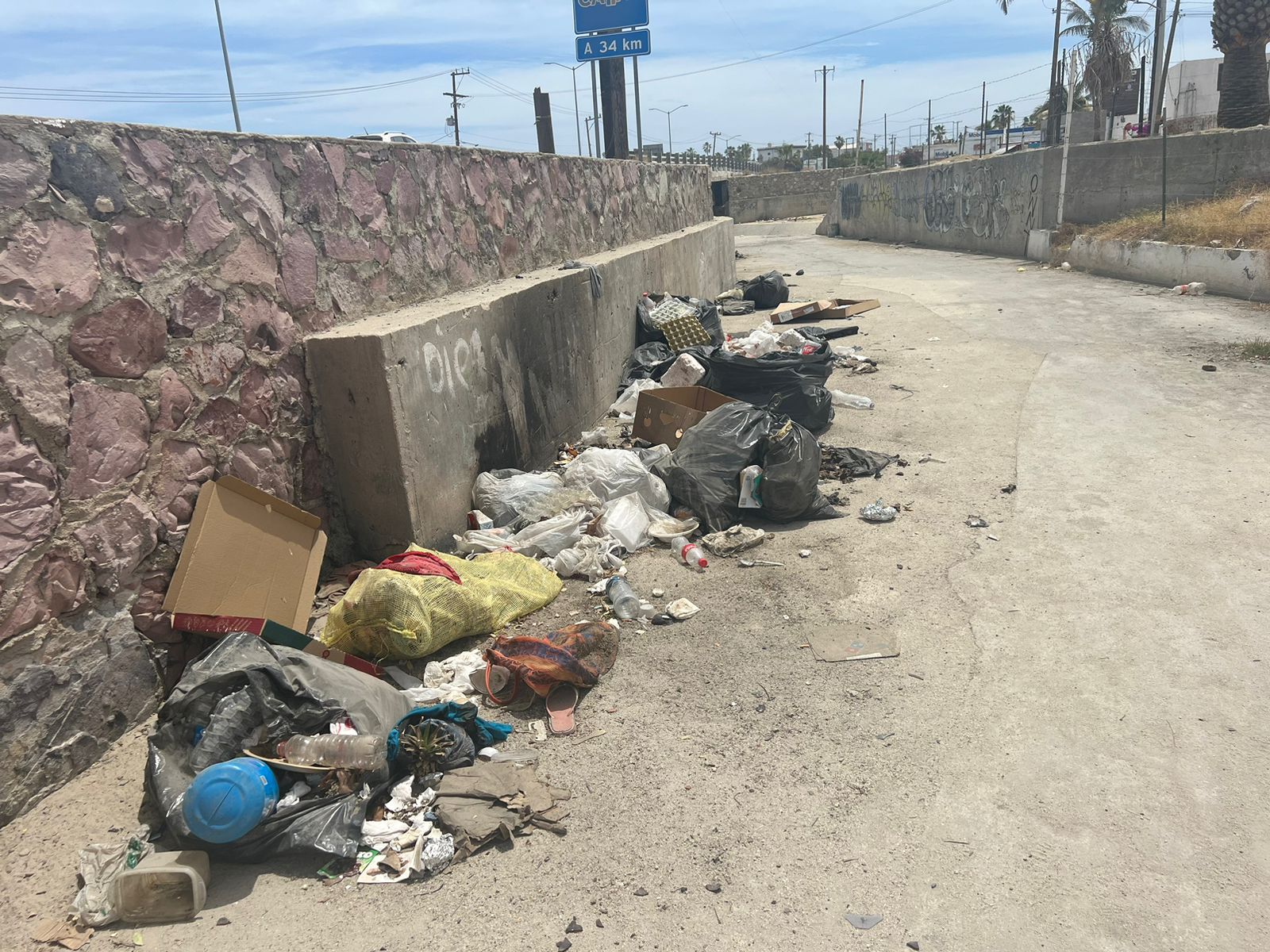 Basura acumulada en el arroyo Don Guillermo.