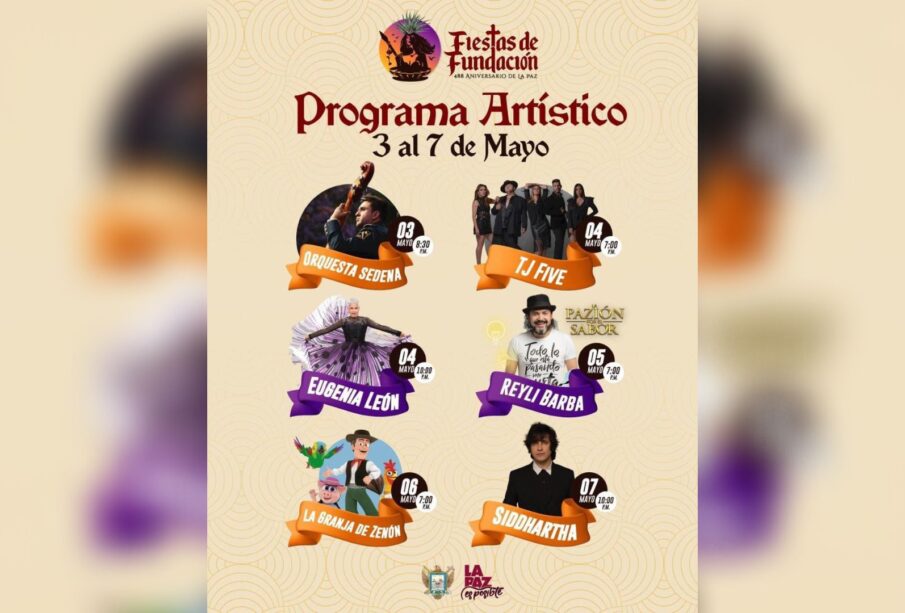 Cartelera oficial de las Fiestas de Fundación de La Paz.