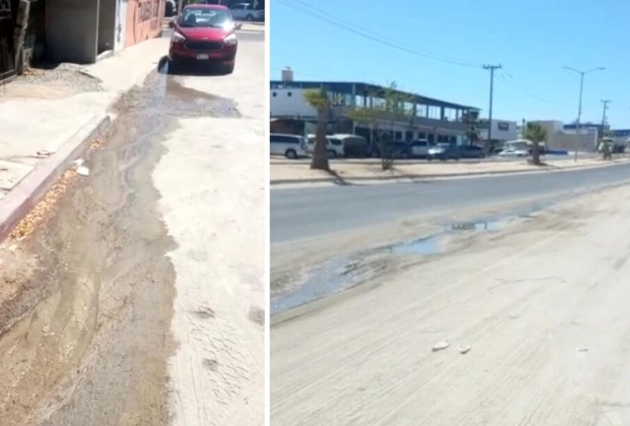 Fuga de agua en la calle Rodrigo Aragón de la colonia Zacatal.