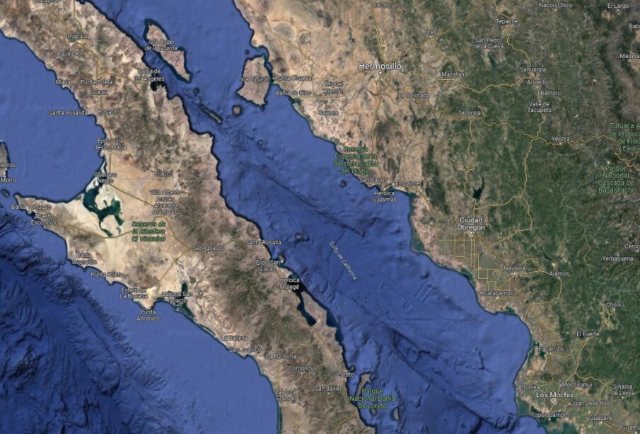 Mapa de la Baja a la altura de la división entre norte y sur