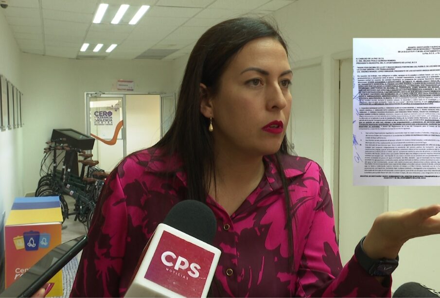 Milena Quiroga Romero, alcaldesa de La Paz, hablando para los micrófonos de CPS Noticias