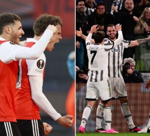 Jugadores del Feyenoord y la Juventus festejando un gol