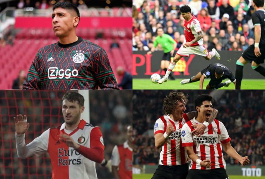 Edson Álvarez, Jorge Sánchez, Santiago Giménez y Erick Gutiérrez en la fecha 28 de la Eredivisie