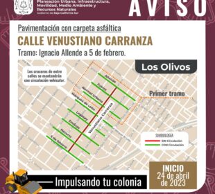 Aviso de pavimentación de vialidades en La Paz