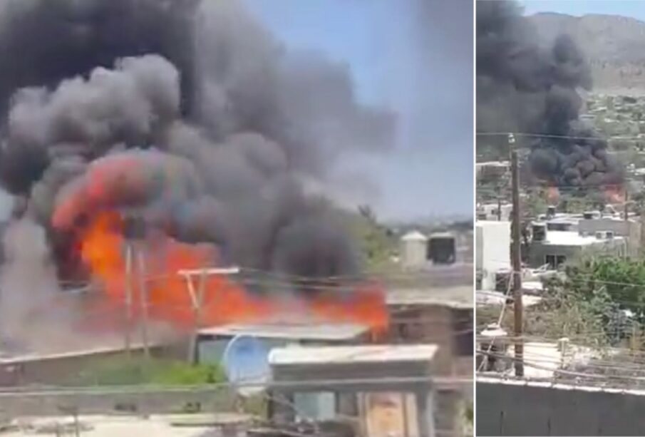 Casa incendiándose en la colonia Caribe en Cabo San Lucas.