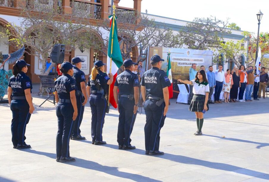 Ceremonia cívica con motivo del 161° aniversario de la Batalla Puebla en la explanada del Palacio Municipal de SJC.