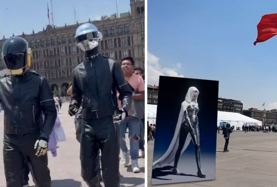 Fans de Daft Punk en la explanada del Zócalo en la Ciudad de México.