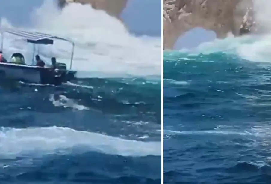 Fuerte oleaje en Cabo San Lucas.