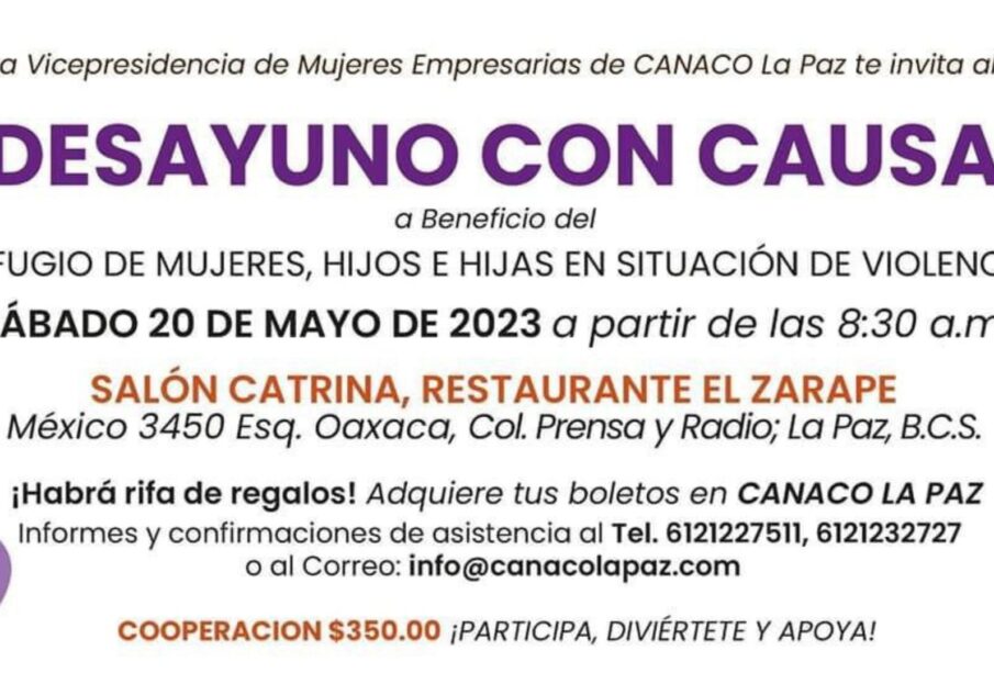 Invitación a desayuno con cusa en refugio de mujeres.